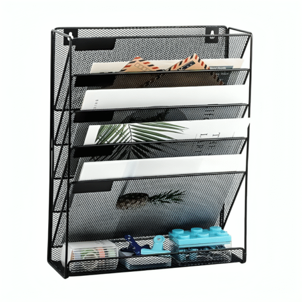 EASEPRES Desk File Organizer Mesh 5-Tier, Hanging Wall Mount Document Organization Stand