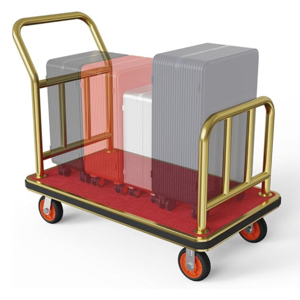 Gold Hotel Luggage Cart,42"x24" Bellman Cart