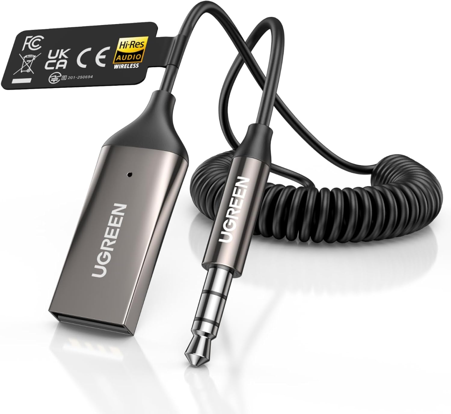 617ag7iVCSL._AC_SL1500_ UGREEN Aux to Bluetooth 6.0 Car Adapter with LDAC - Image 1