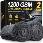 SMINDER 2-Pack 1200 GSM Car Drying Towels – Microfiber Towels for Cars