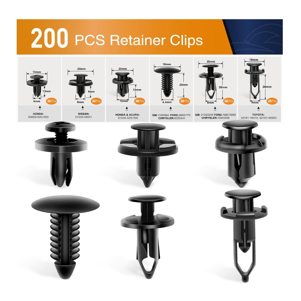 Untitled design - 2026-05-19T012403.182 GOOACC Universal Plastic Fender Clips,200 Pcs Push Bumper Fastener Rivet Clips - Image 1
